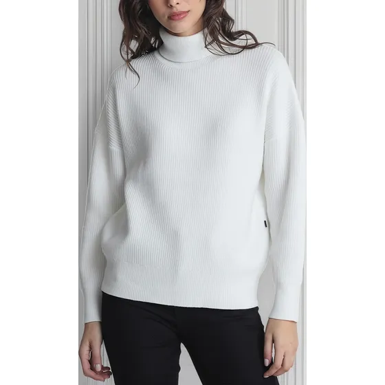 Ellus Sweater Mujer Oversize Cuello Tortuga Blanco