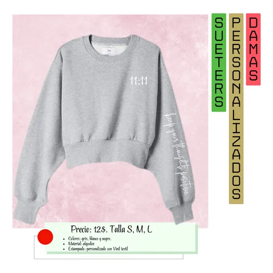 Suéter Crop Top De Algodón Marca Cerezo Personalizado