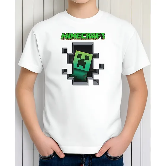 Remera Creeper Minecraft - Navidad Niños Niñas Aesthetic