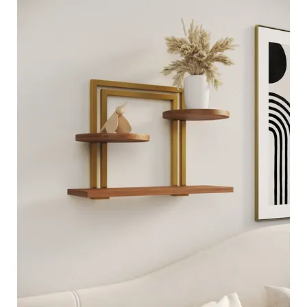 Nicho Industrial Prateleira Bali De Parede Dourado Decoração