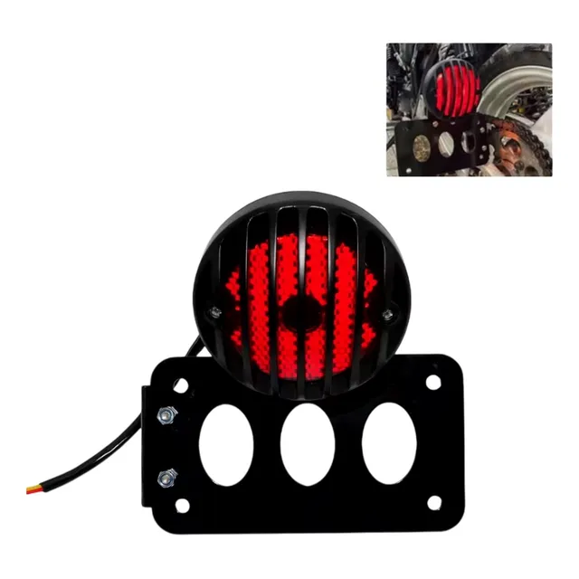 Foco Trasero Moto + Soporte Patente Led Chopper Cafe Racer
