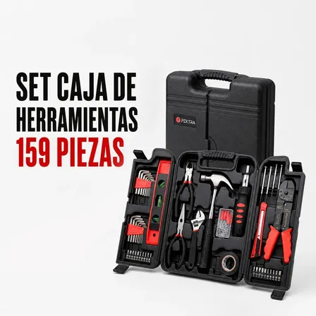 Set Caja de Herramientas Pektra 159 Piezas con Maletin