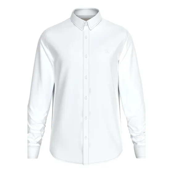 Camisa Blanca Slim Con Mini Monograma Calvin Klein