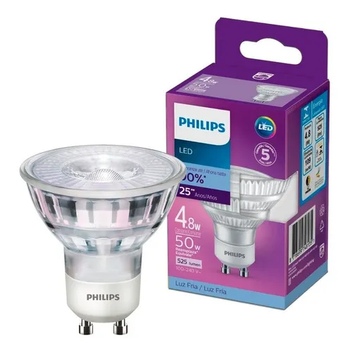 Kit 4 Lâmpadas Dicroica Led Philips Gu10 6w 525lm Bivolt Cor Da Luz Branco-frio Voltagem 110v/220v (bivolt)