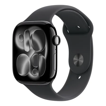 Apple Watch Series 11 GPS • Caja de aluminio negro azabache de 46 mm • Correa deportiva negra – M/L - Distribuidor Autorizado
