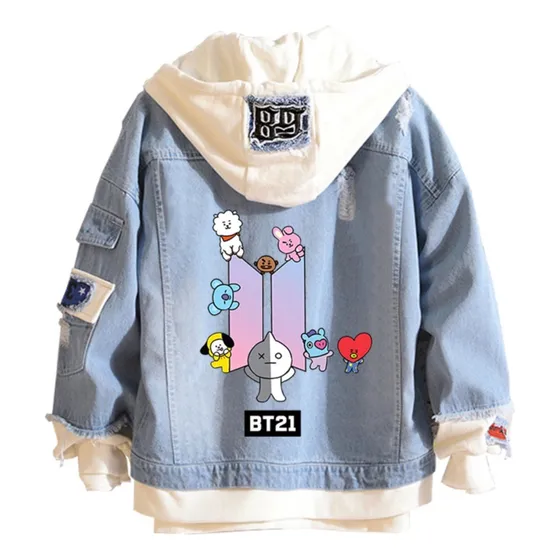 Chamarra Con Capucha De Mezclilla De Kpop Bts