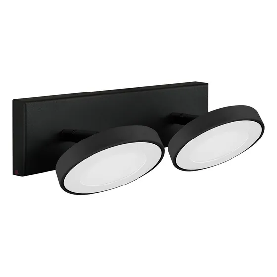 Aplique 2 Luces Para Baño Lampara Led Moderno Buena Luz Estructura Negro Cálido