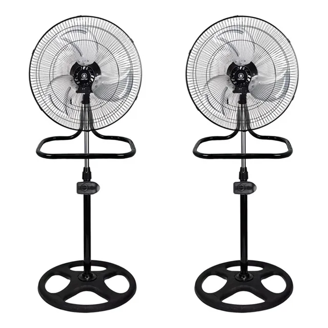 2 Ventiladores De Pie Piso Pared 3 En 1 CM-TOP Abanico Pedestal Industrial Aspas Metálicas Para Casa Oficina 2 Piezas Por Caja Negro