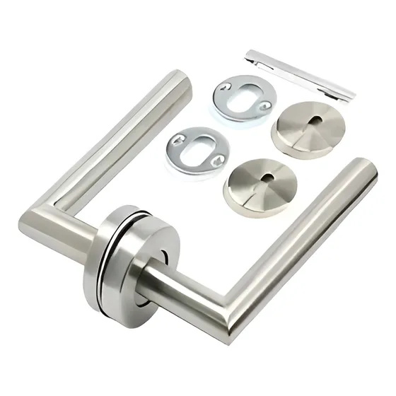 Manijas Picaportes Dobles Acero Inoxidable Satinado Con Retroceso Para Puertas De 30 A 60mm De Espesor Apto Interior Y Exterior
