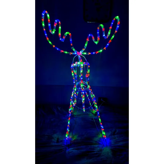 Reno Navideño Grande Con Luces Led De Manguera Secuencial 