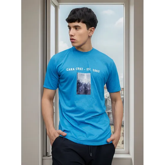 Remera Oversize Hombre Cara Cruz Jeans Estampada Aplique