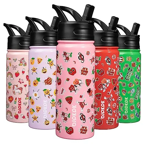 Bipkpk Niños Botella De Agua Con Tapa De Paja, Qfpzs