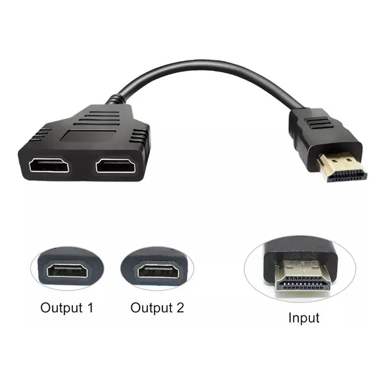 Kit 2 Splitter Hdmi 1 Macho 2 Hembra Cable Adaptador
