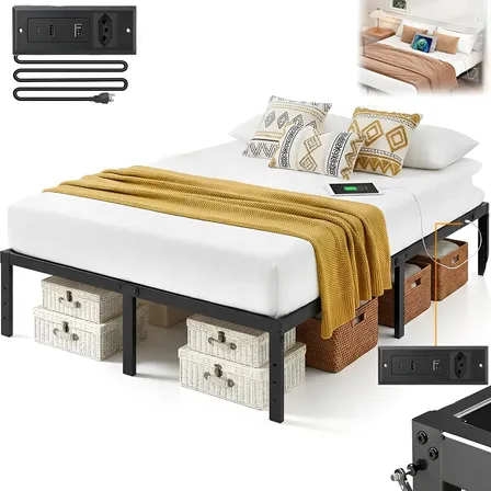 Estrutura Cama Metal Casal Com Tomada,usb+type-c,450kg Preto Hot Wheels