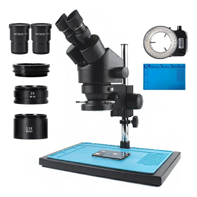 Microscopio Estéreo Binocular 7-45x Industrial Zoom 0.5x