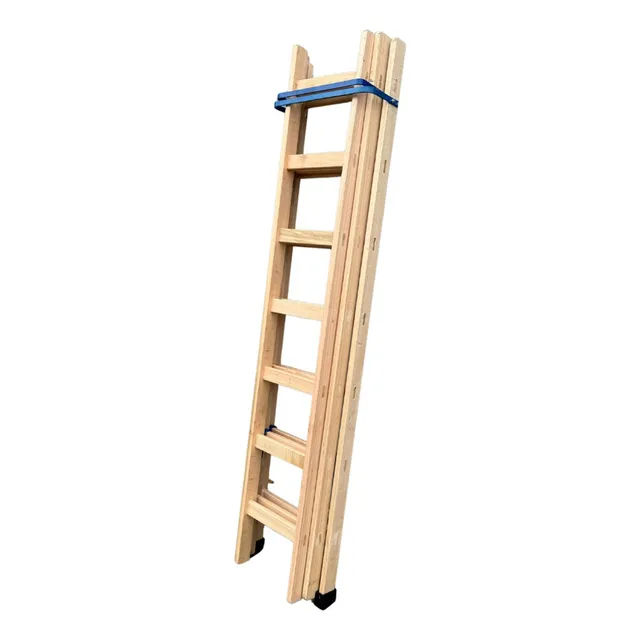 Escada De Madeira Alongável Cavalete Tripla 21 Degraus 4mts