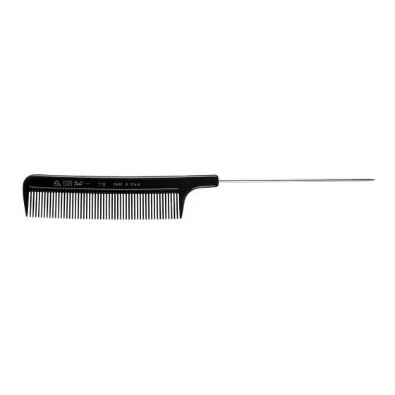 Peine Negro Con Cola Pua Metalica Eurostil 50118 Peluqueria