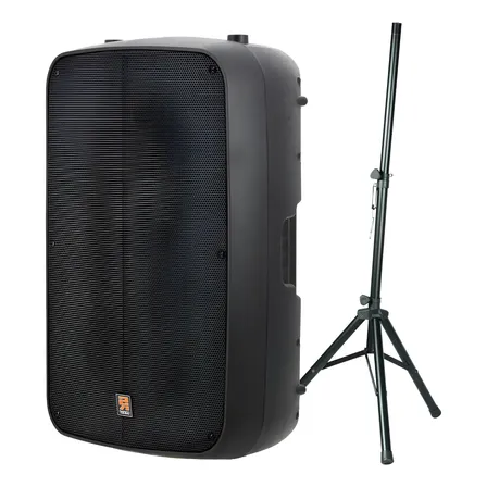 Kit Caixa De Som Ativa 300w Staner Sr-315m Usb+bt + Tripé Preto 127/220v