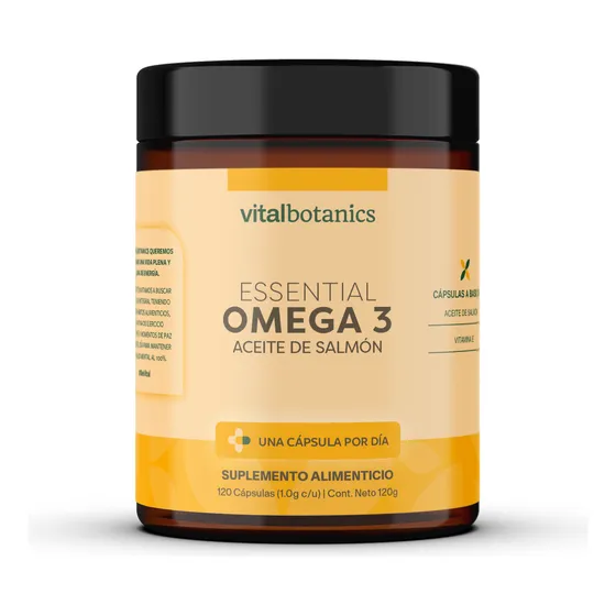 Omega 3 Puro De Salmon + Vit E Con 120 Caps | Vitalbotanics Sabor Essential Omega 3