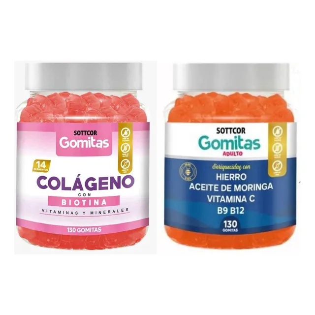 Pack Colágeno + Hierro Para Adultos Sottcor 130 Gomitas C/u