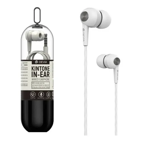Auriculares In-ear Alámbricos Kintone V2 3.5mm Devia - Cover Color Blanco