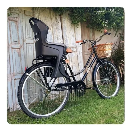 Bicicleta Vintage Dama R26 Con Sillita Niños Canasto Mimbre