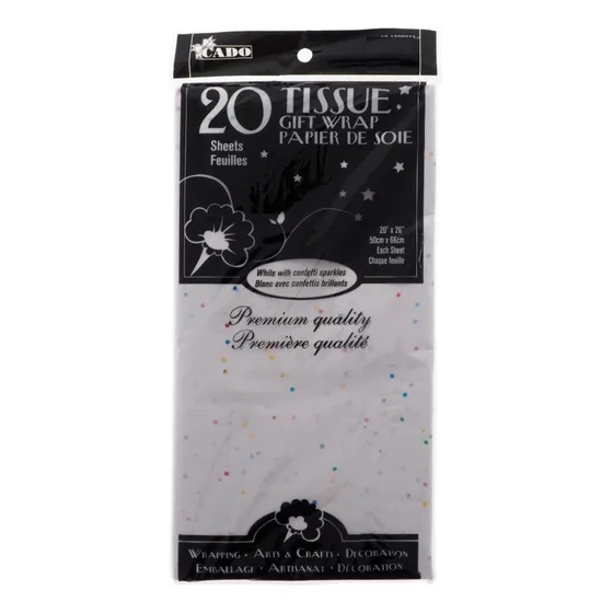 Papel Seda Blanco Con Confeti Tissue 50,8 X50,8cm