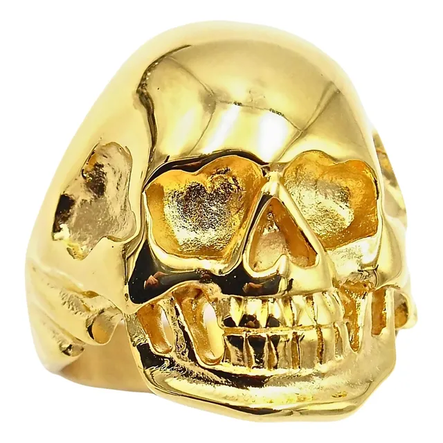 Anillo Sk Cráneo Calavera Color Oro Acero Inoxidable Hombre