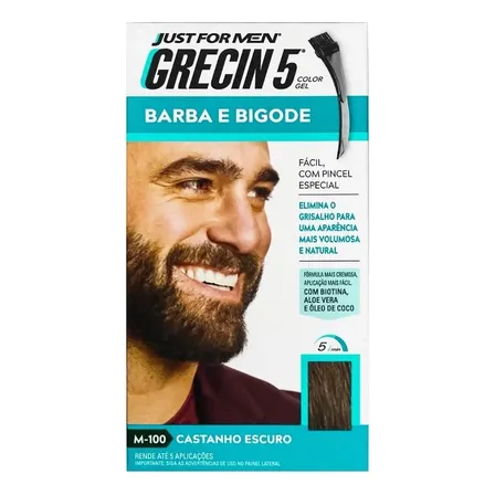 Tintura em Gel Grecin Barba e Bigode Castanho Escuro 28g