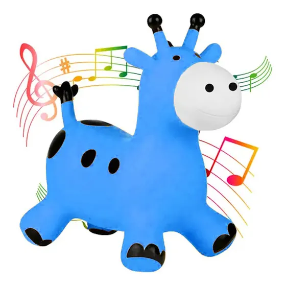 Vaquinha Upa Upa Cavalinho De Vinil Com Som Infantil Azul