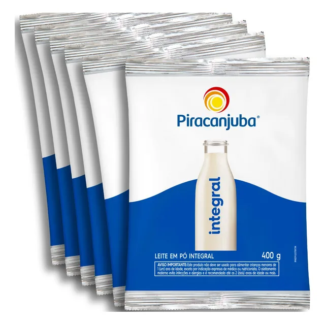 Kit Com 6 Embalagens - Leite Pó Integral Piracanjuba 400g