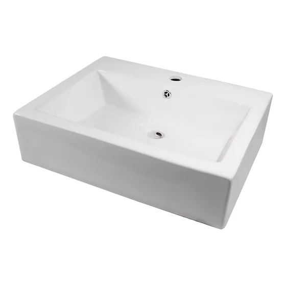 Lavabo Ceramica Rectangular Blanco Moderno Sofisticado Lujo