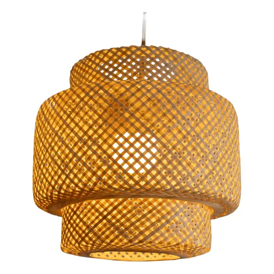 Lampara Colgante Techo Cesto Canasto Bambu Natural Boho