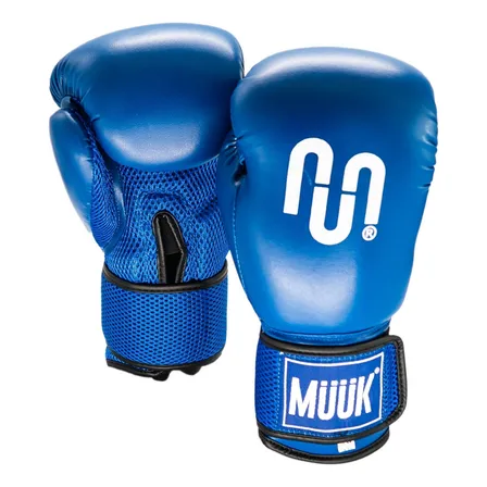 Guantes De Box Boxeo Cuero Sintetico Pu Muuk Azul 12oz