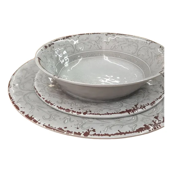 Plato Playo Postre Melamina 20cm Vintage X 4 Unidades