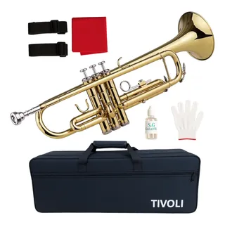 Kit Trompete Tivoli Si Bemol Bb Laqueado Estojo Case Luxo Kit Trompete Tivoli Si Bemol Bb Laqueado Estojo Case Luxo