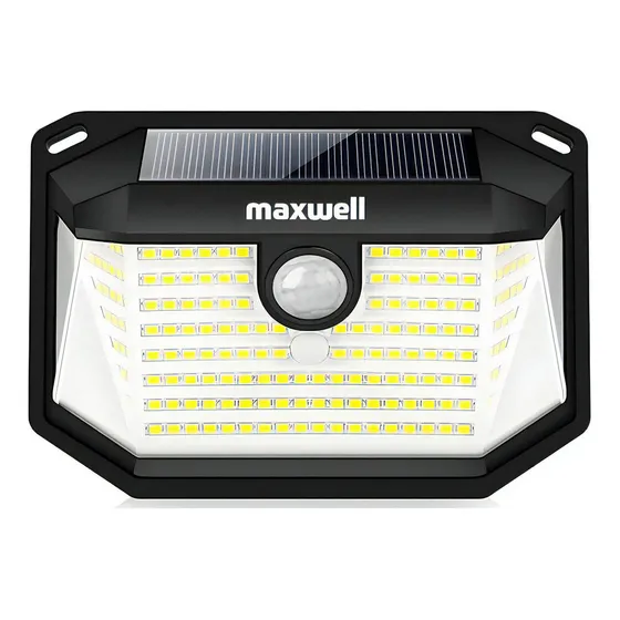 Foco solar Maxwell 178 led exterior pared unitario y sensor movimiento luz calida