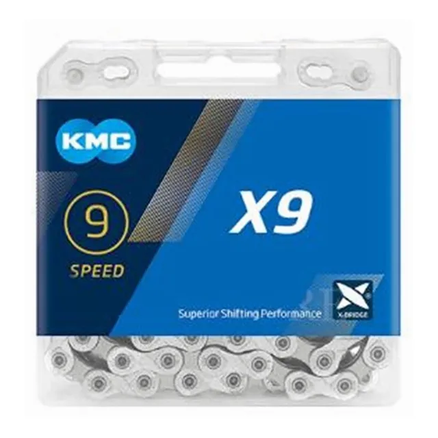 Kmc X9 Cadena Para Bicicleta Mtb Ruta 9 Velocidades Plata