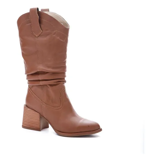 Bota Ld-90 Savage Texana Caña Media Suela Moda Mujer Taco