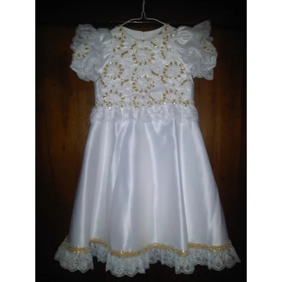 Vestido Exclusivo De Razo Blanco Para Niñas Bautizo O Fiesta