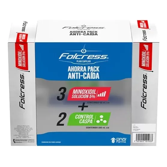 Kit Anti-caida Grisi Farma Folcress 5 Pack Control Caspa + Minoxidil Solucion 5%