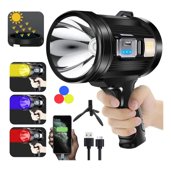 Linterna De Mano Led Potentes Recargable P50 Con Trípode