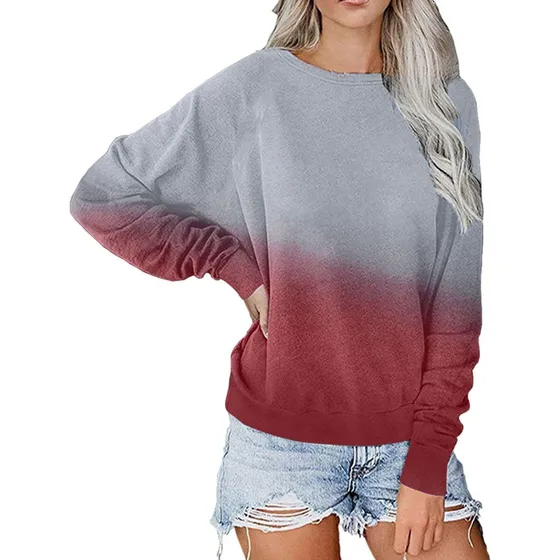 2022 Tie Dye Cuello Redondo Sudadera Raglan Manga Larga Fino