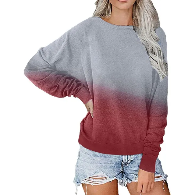 2022 Tie Dye Cuello Redondo Sudadera Raglan Manga Larga Fino