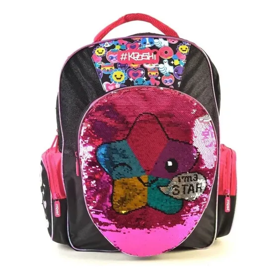 Mochila Kooshi Estrellas 43 Cm. Negro Cod. 91346