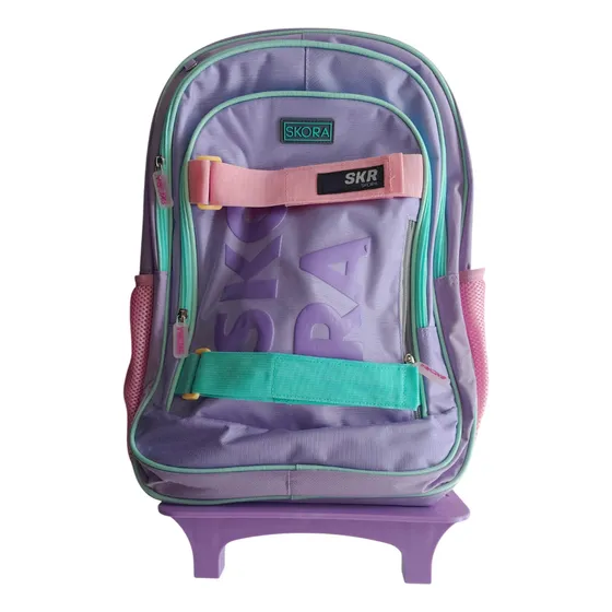 Skora Mochila Con Carro 18 Pulgadas Lila Y Acqua 37703 Diseño De La Tela Lisa