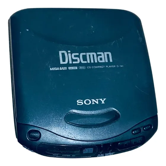 Discman Sony  D-141 Cd Player Com Fonte Funcionando Perfeito Cinza-escuro