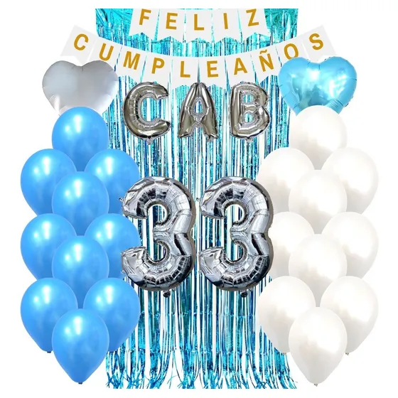 Combo Kit Globos Deco Fiesta Belgrano De Córdoba Plateado