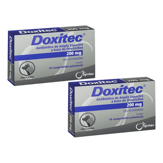 02 Comprimidos Doxitec 200mg Para Cães/gatos Syntec Doxitec.