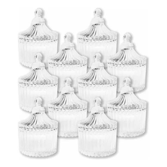 Set X10 Portavelas Vidrio Diseño Carameleras Decoracion Mini